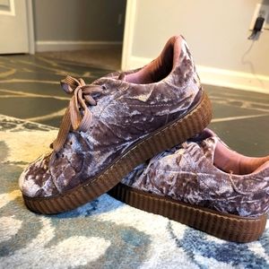 Celebrity Pink Crushed velvet sneakers